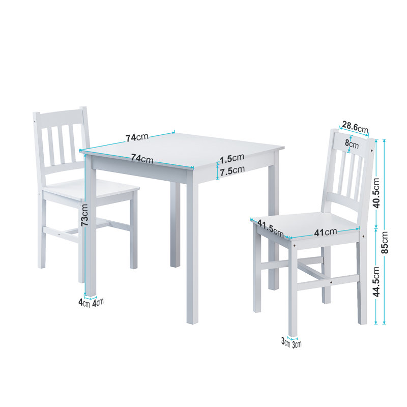 Briseno 2 - Person Dining Set, White, White