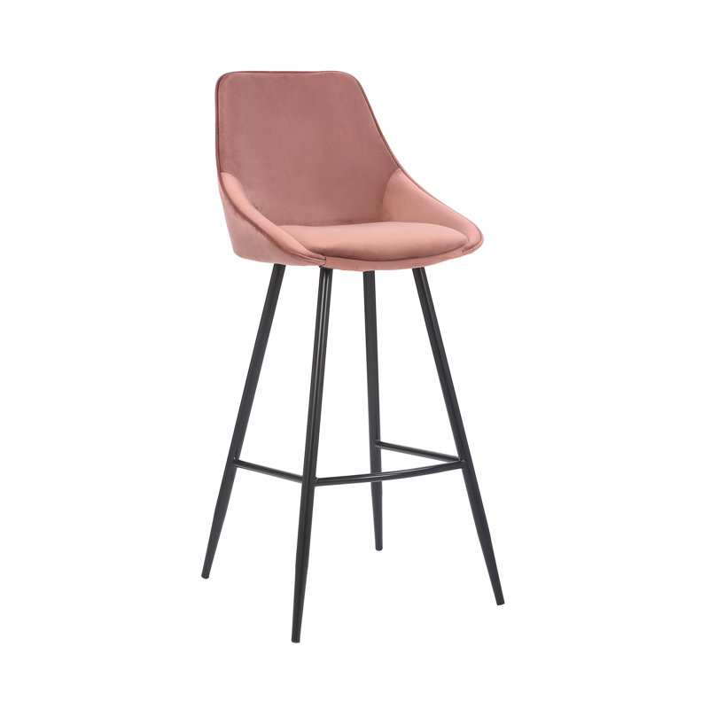 Upholstered Counter Stool with Metal Frame, Pink