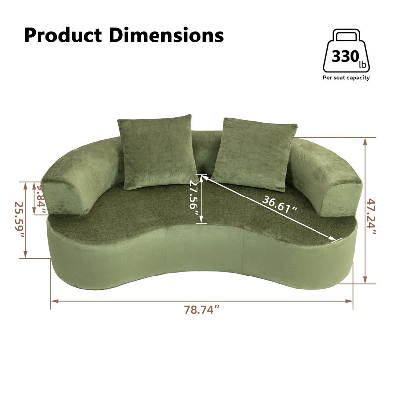 Canapé moderne Boneless 79 po, Vert