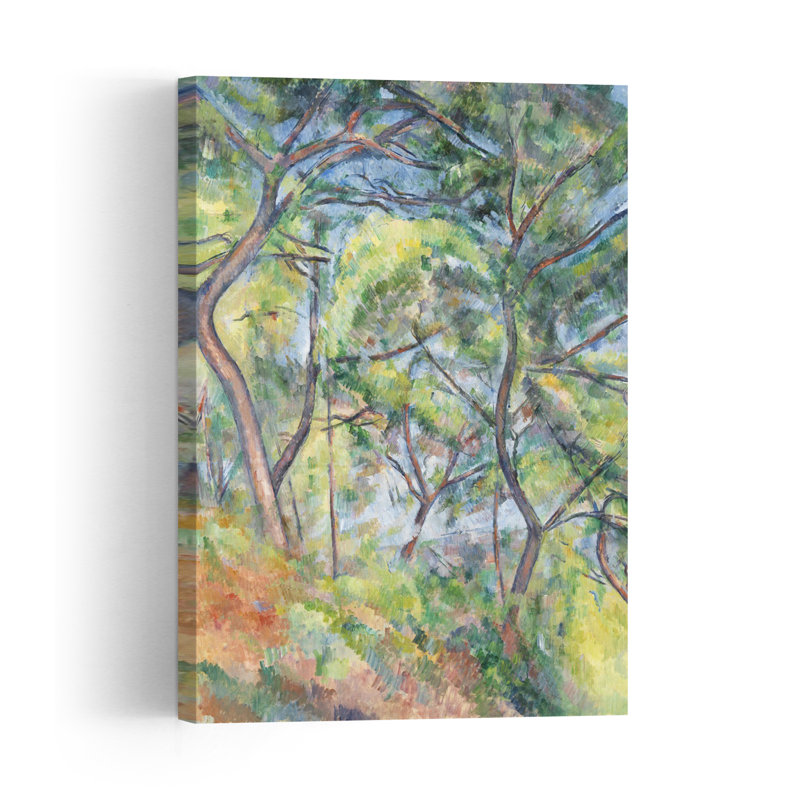 Sous-Bois, vers 1894. Estampe d'art mural contemporaine abstraite impressionniste représentant un paysage d'arbres.