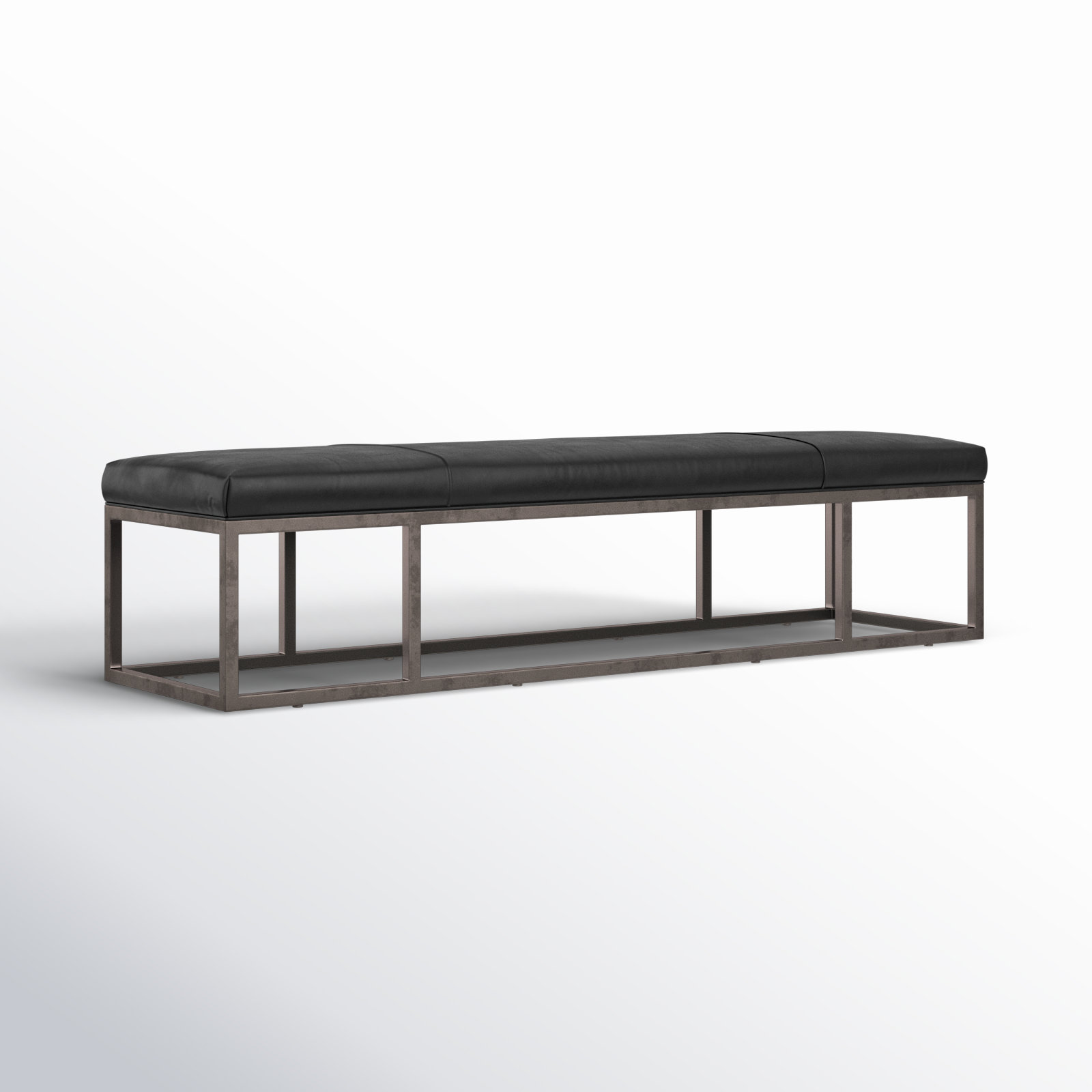Roux 72" Genuine Leather Dining Bench, Rider Black