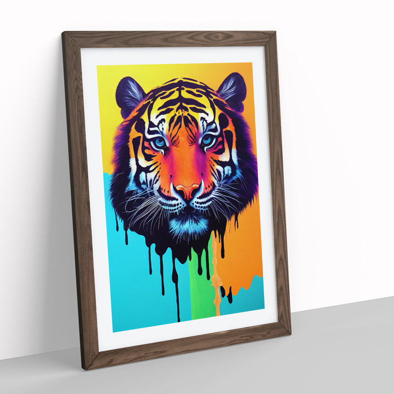 Painted Tiger No.5 Abstract - Wall Art, 36cm H x 27cm W, Walnut Framed