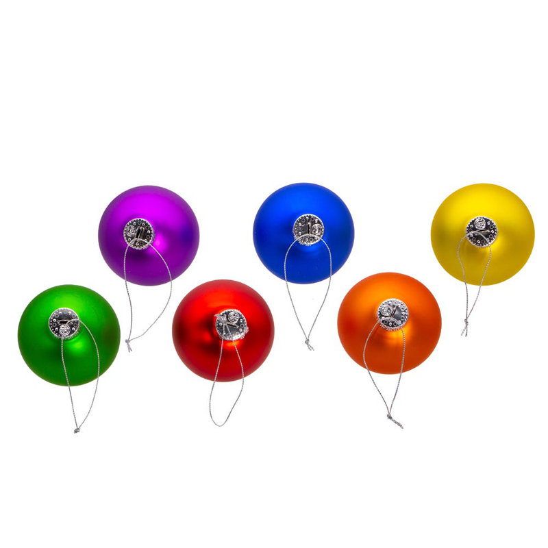 80mm Multicolor Glass Matte Christmas Ball Ornament Set - 6 Piece