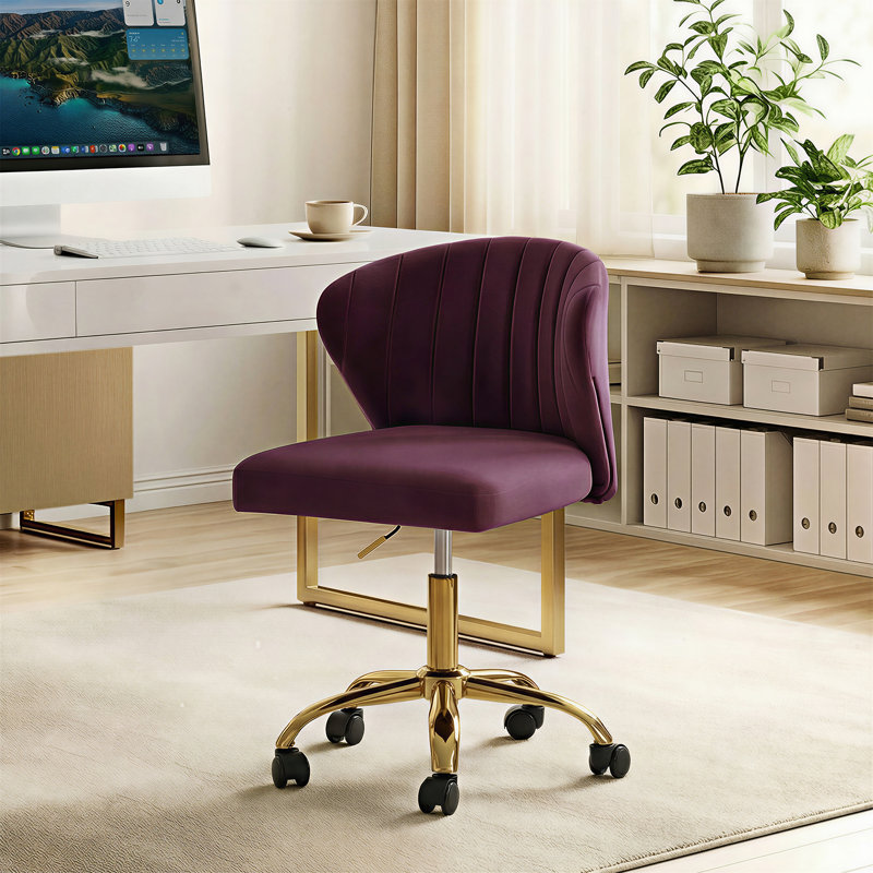 Chaise de travail ergonomique avec dossier capitonné Alice, Mauve