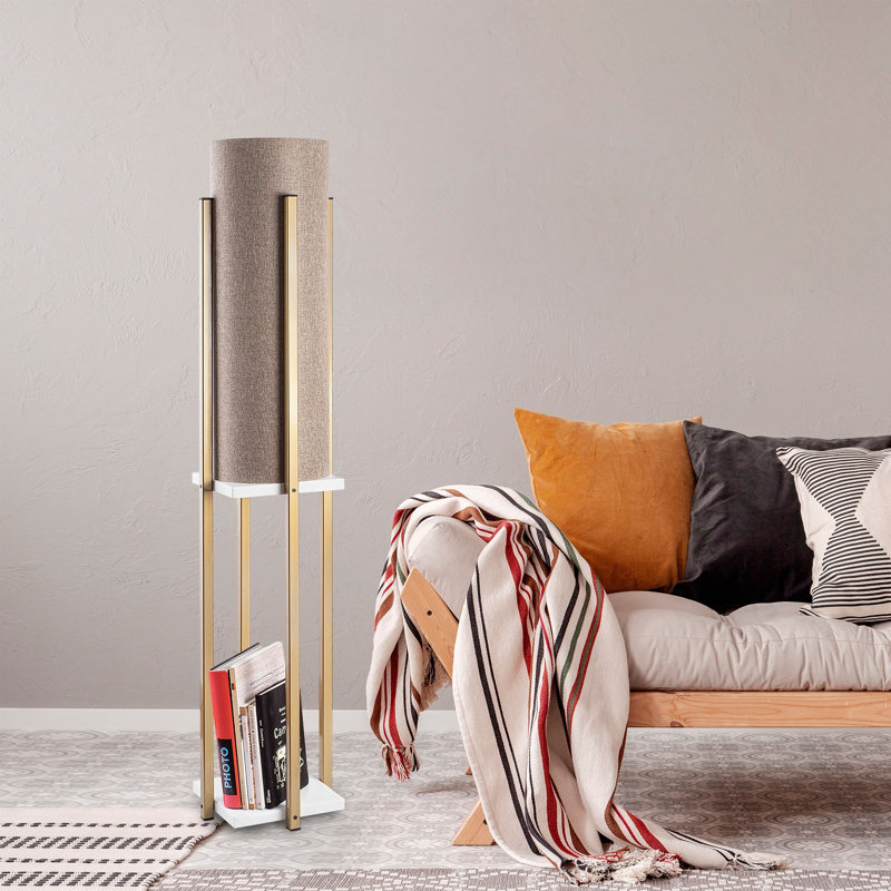 Lampe sur pied colonne 9,83 "Cawe, Blanc, gris