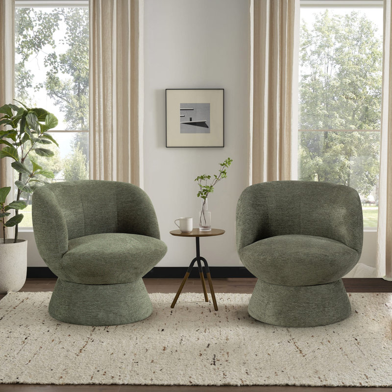 Fauteuil demi-tonneau pivotant de 28,5 po Joclyn, Polyester vert