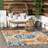 Weyland Floral Power Loom Blue/Orange Indoor/Outdoor Patio Rug-1426103833