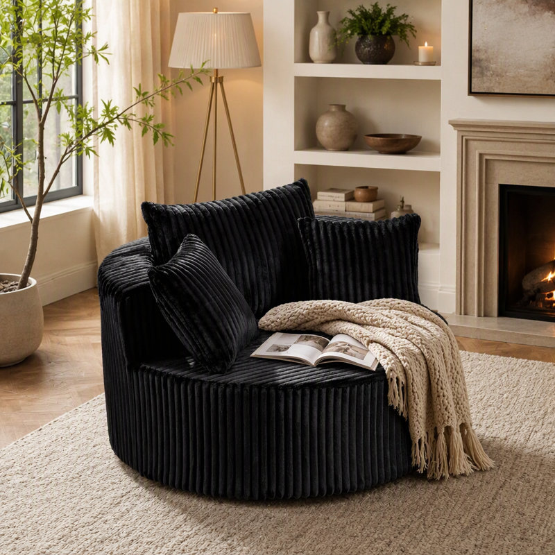 Upholstered 45.87 " Sofa, Black Foam