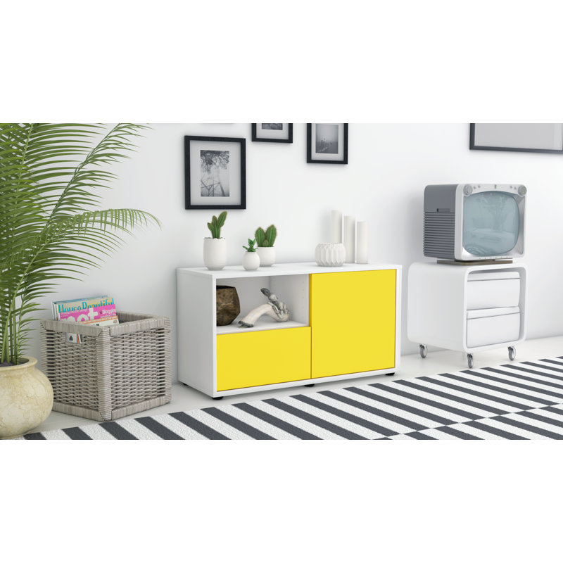 Jordy 92 cm W Chest of Drawers, Yellow / Matte White