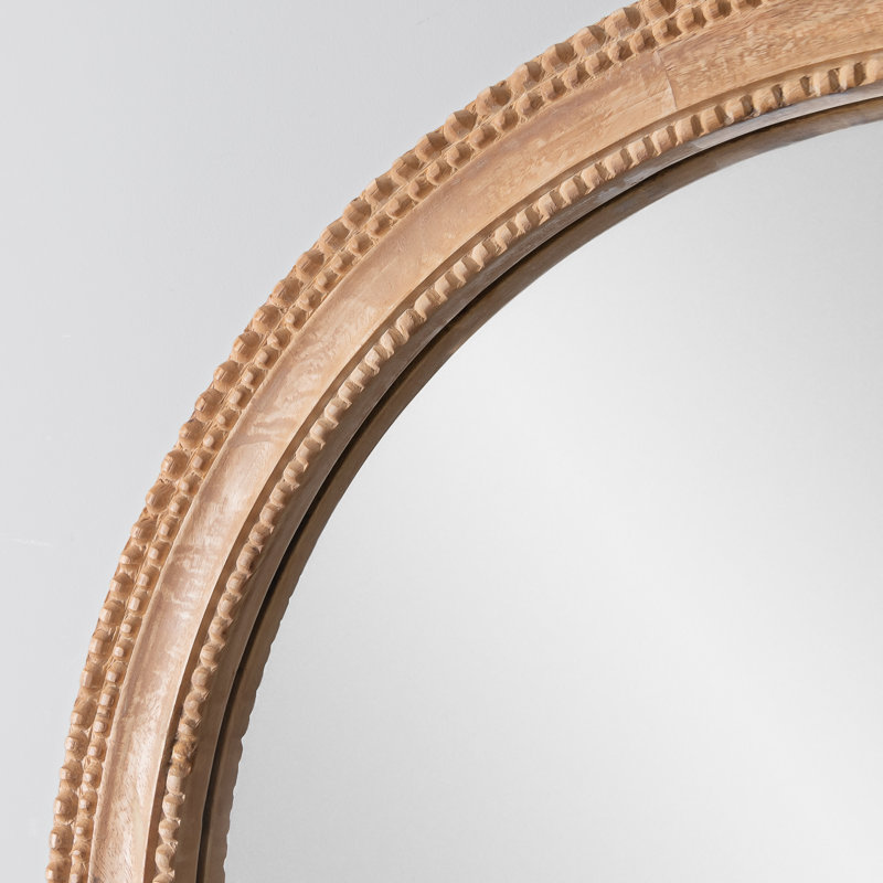 Ashwina Wood Round Wall Mirror, Natural
