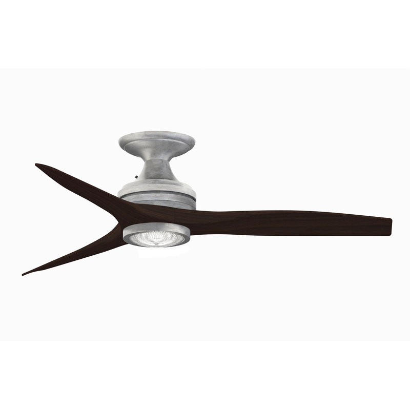 Spitfire 48 inch Flush Indoor/Outdoor Ceiling Fan with LED Light Kit - Dark Bronze with Dark Walnut Blades, Walnut