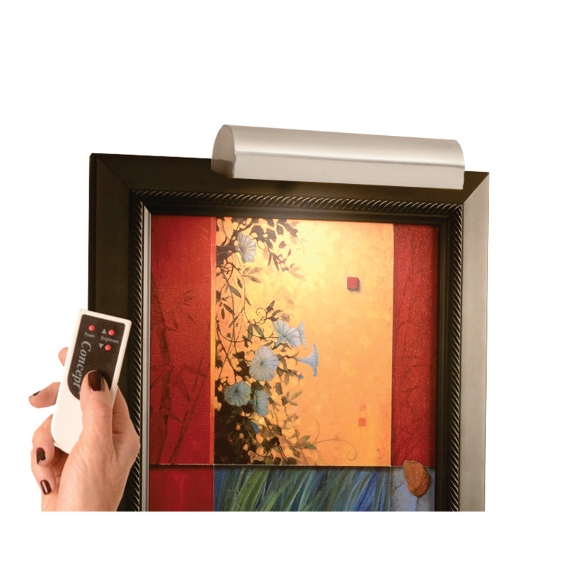 Luminaire pour tableau mural à DEL à intensité variable avec télécommande, Nickel satiné, H 1,75 po x l 7,75 po x P 0,5 po