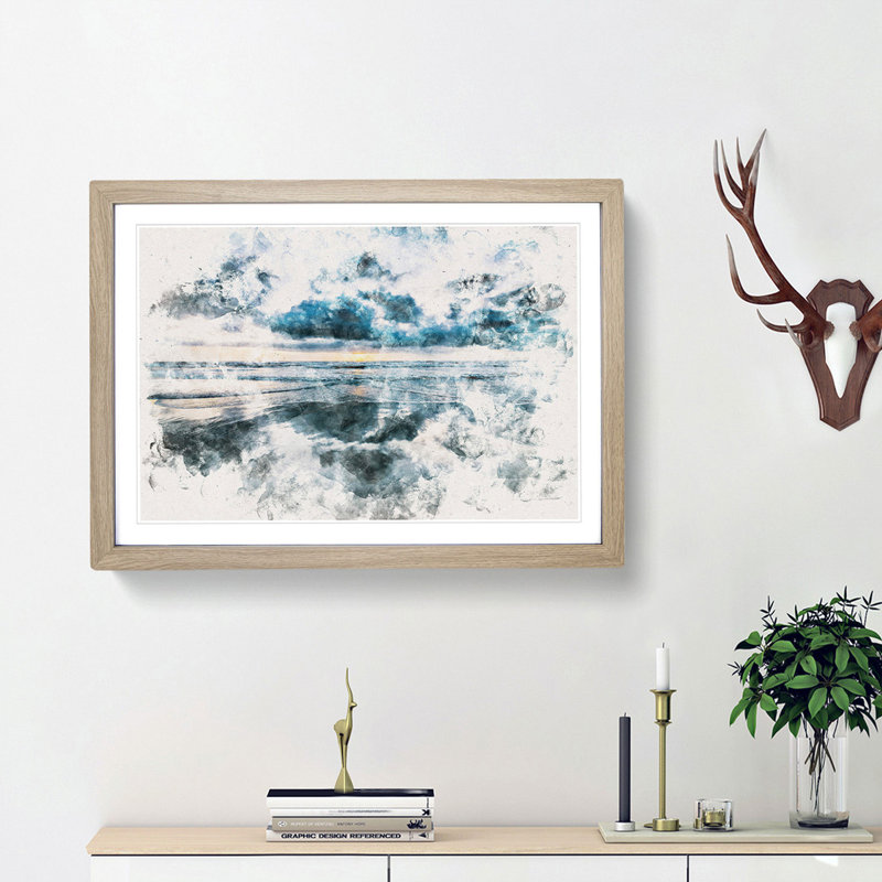 Ocean Reflections in Italy - Picture Frame Graphic Art Print, Oak Framed, 45cm H x 63cm W x 2cm D