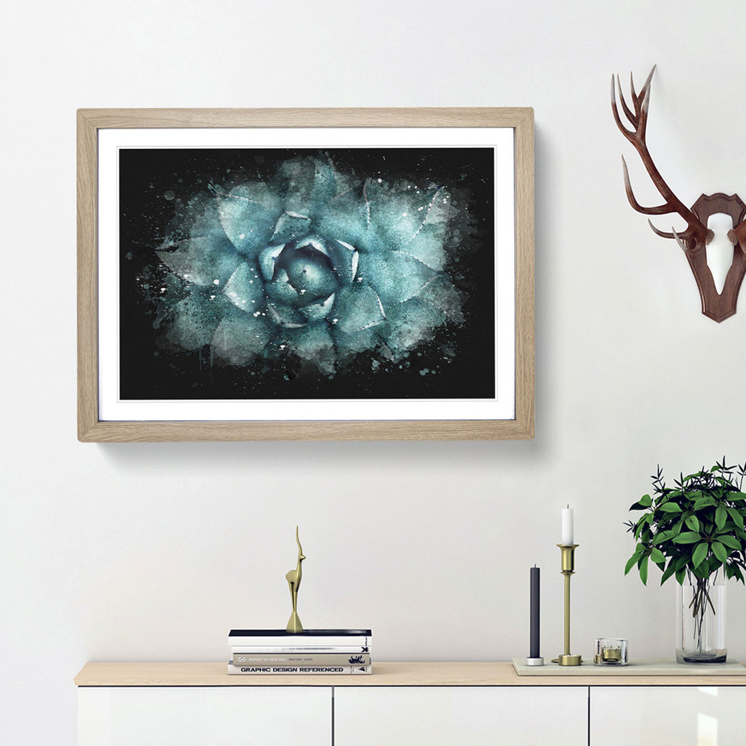 Centre of a Green Succulent Plant - Framed Print