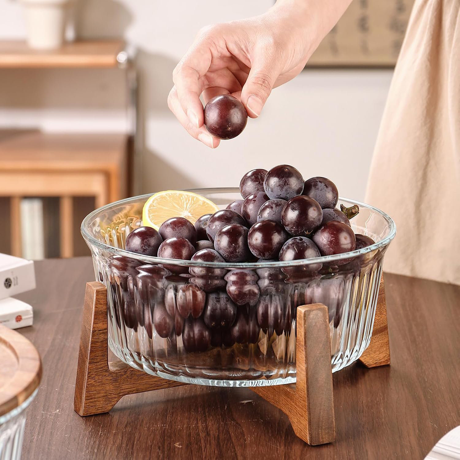 Large Serving Bowl With Lid XXL Clear Glass Salad Bowl Dish With