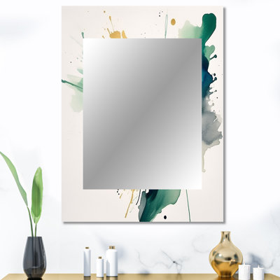 Krysten bleu foncé, turquoise et or Strokes I - miroir de fractales, miroir mural unique turquoise, impression d'art en métal