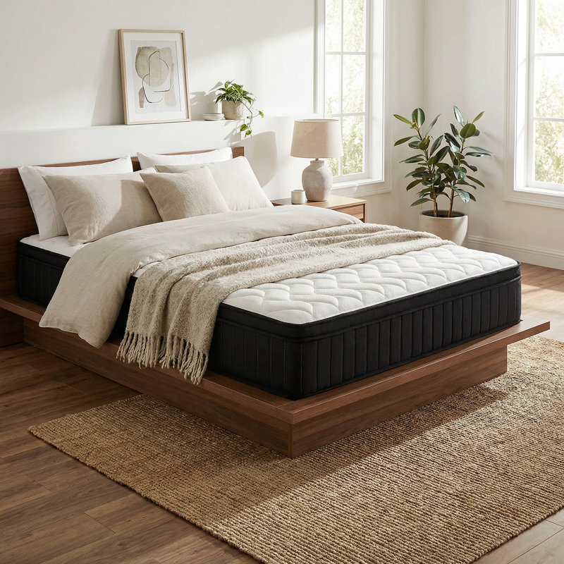 Matelas hybride moyen 12 po avec ressorts ensachés, matelas en mousse viscoélastique, Lit double, 12"