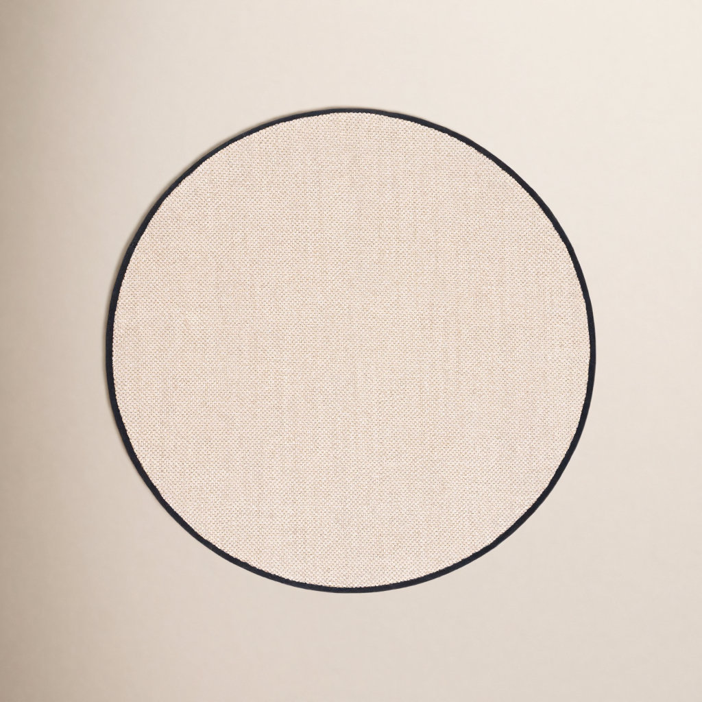 Torbin Marble Black Jute Rug, Round 6'