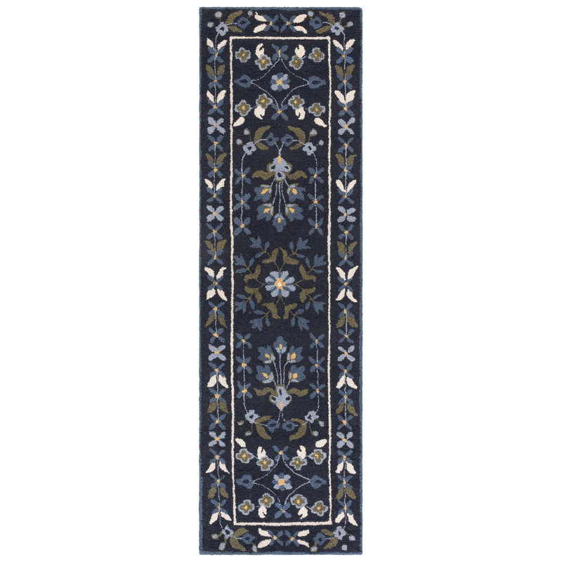 Martha Stewart Hand Tufted Wool, Cotton Floral Outdoor Rug, Runner 2'3" x 8'