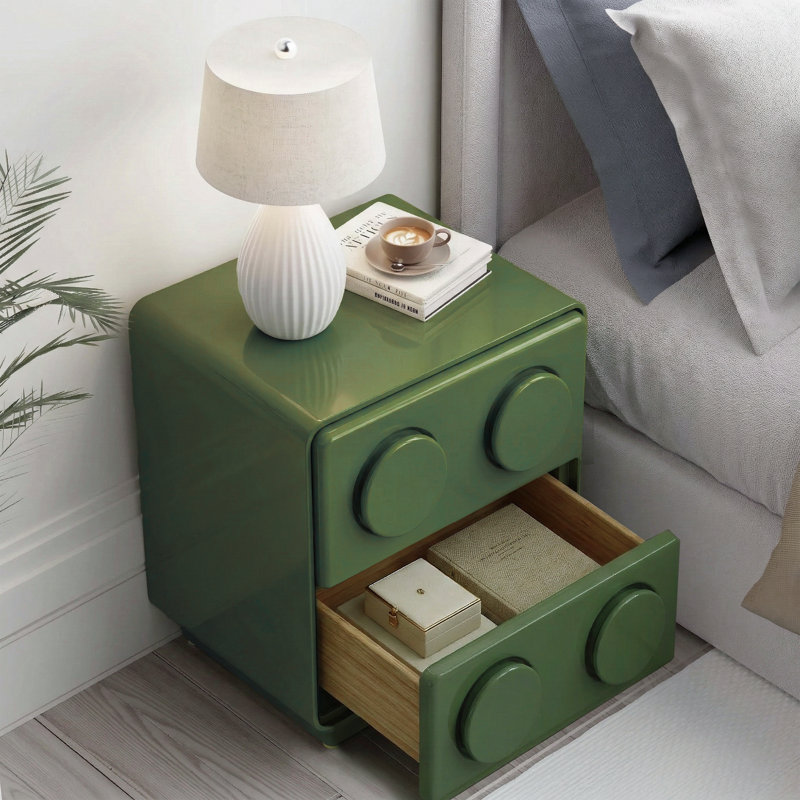 Table de chevet moderne 19,7 po avec 2 tiroirs et coins arrondis