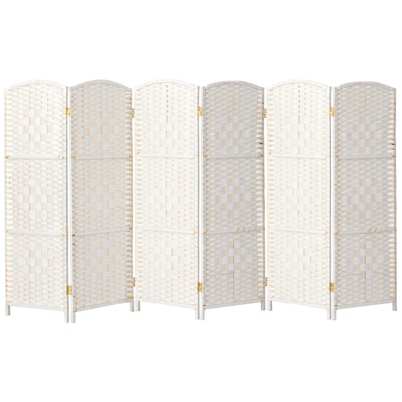2 Ft. Tall Diamond Weave Fiber Room Divider - Dark Mocha - 8 Panel, 6, 2 ft, White