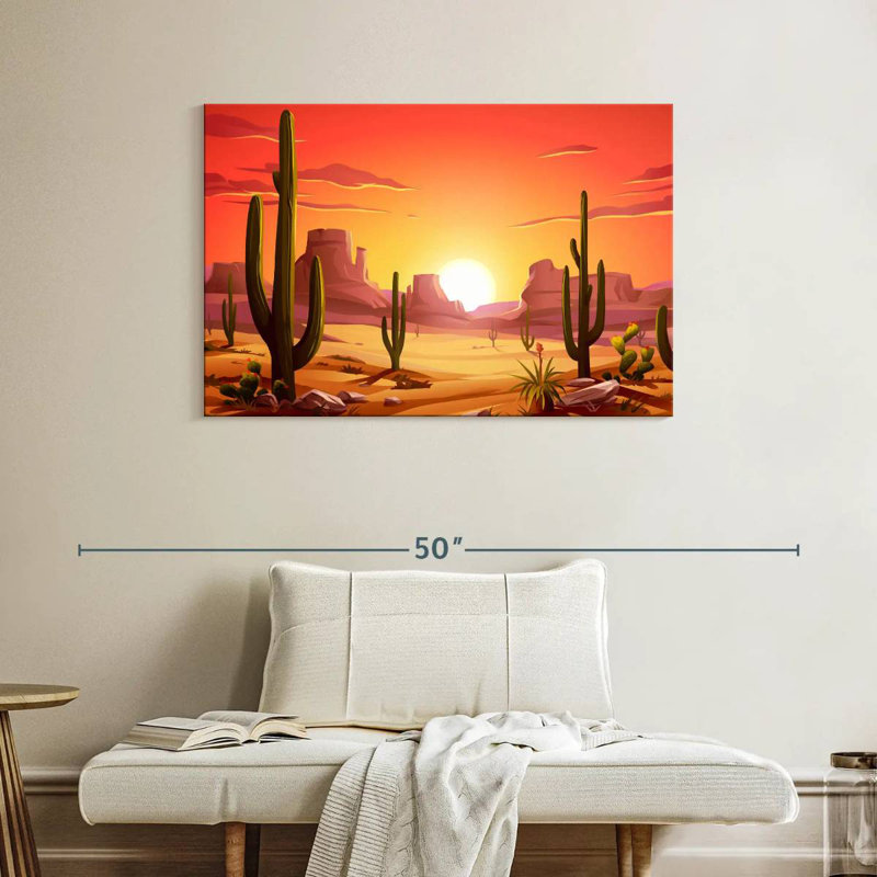 Alvord Cactus Desert Sundown, 26" H x 39" W