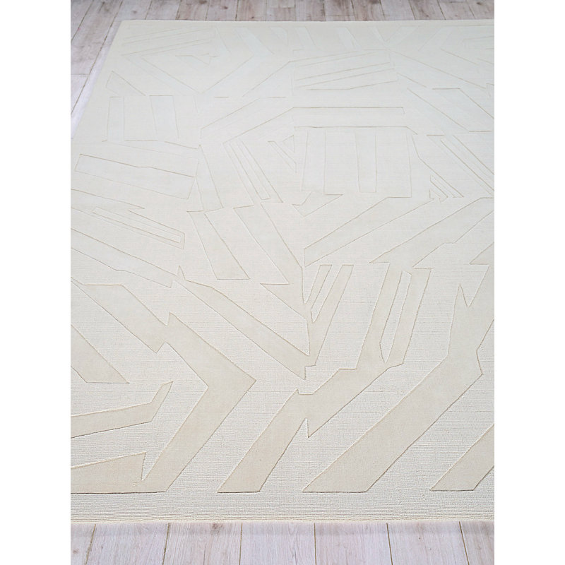 Tempo Wool Geometric Area Rug in Light Beige, Rectangle 8' x 10'