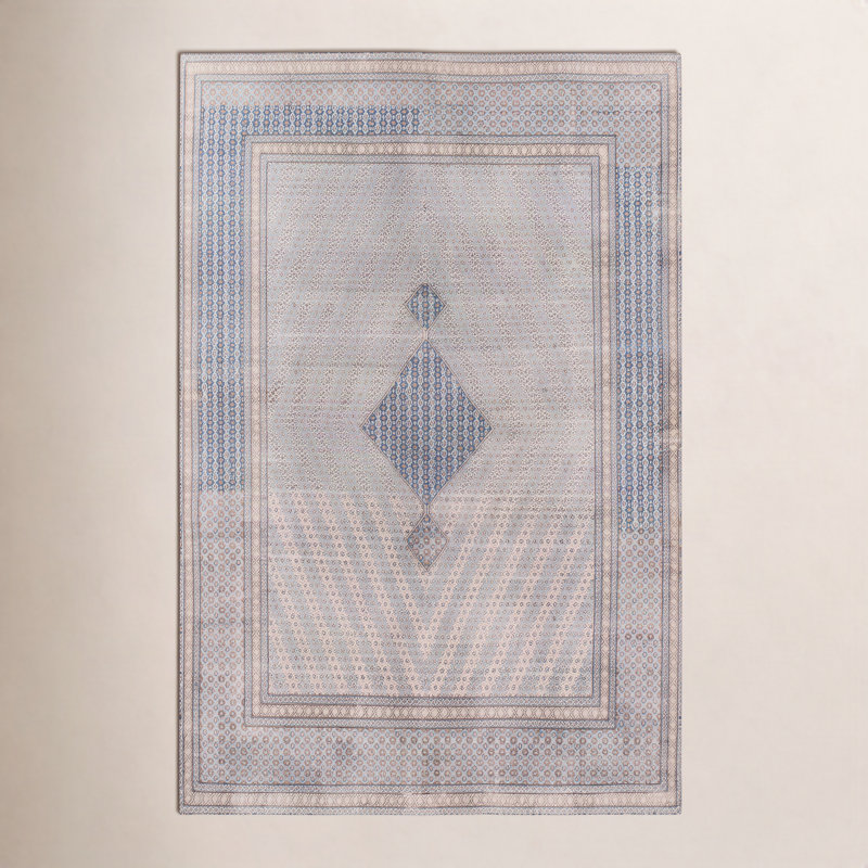 Tapis oriental bleu / brun clair Favager, Rectangle 8 pi 5 po x 12 pi