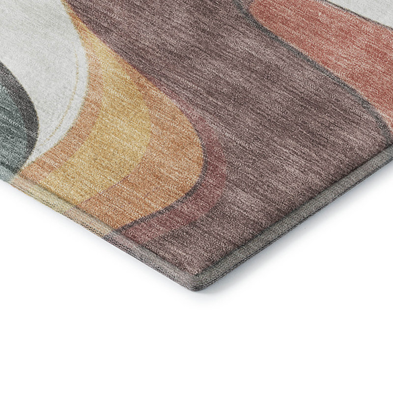 Premium Machine Washable Mayfield  swirls Rug, Gold, 10' x 14'