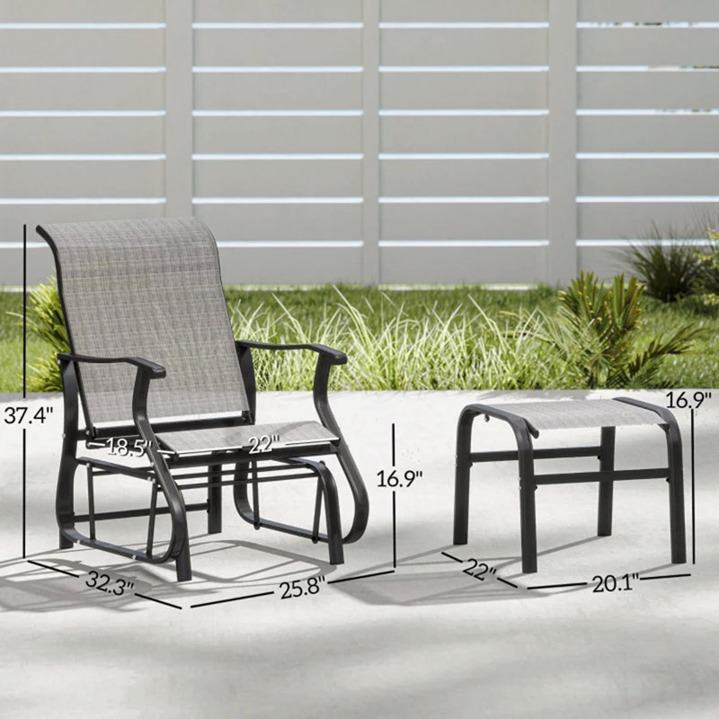 Fauteuil coulissant à haut dossier, fauteuil d'extérieur, Gris