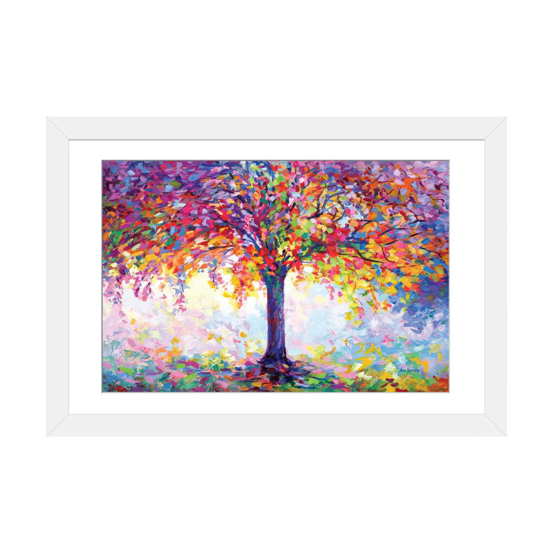 «Tree of Happiness» par Leon Devenice, Impression encadrée, H 16 po x l 24 po, Blanc