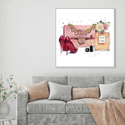 " Fashion And Glam Doll Memories - Pink Roses Bag And Accessories Square, Glam Pink "