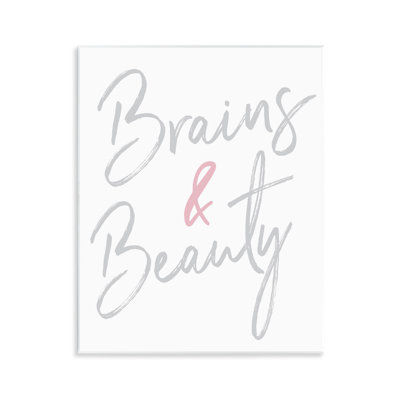 Brains & Beauty Phrase Wall Plaque Art by Elizabeth Medley