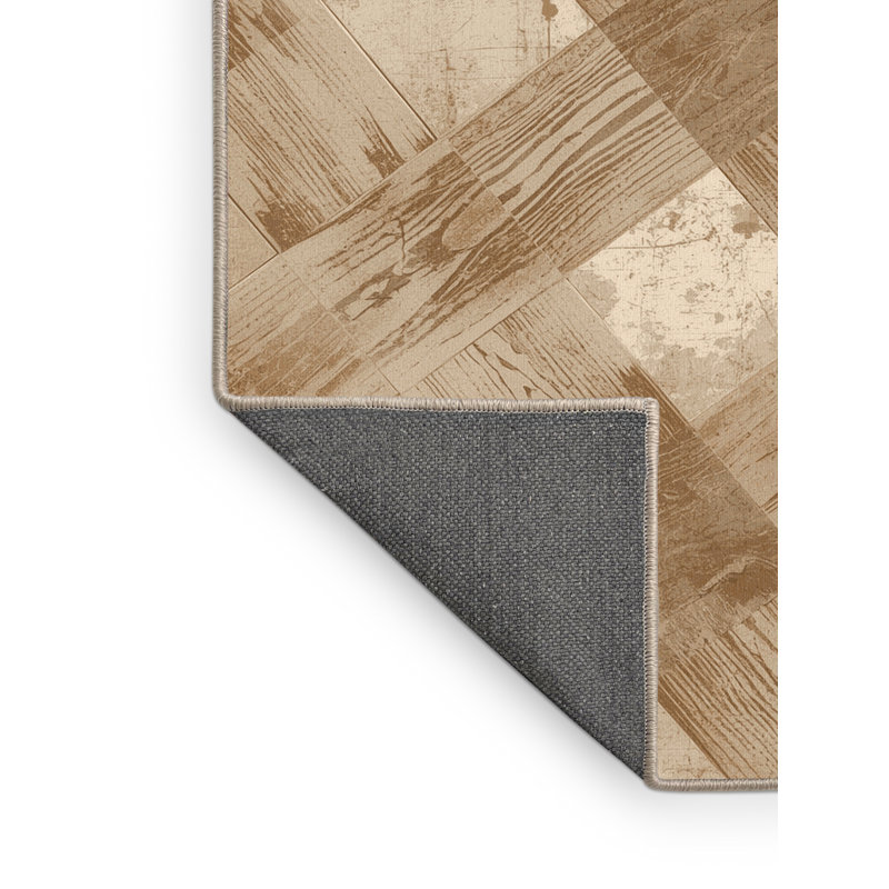Soft Plush Eatman Rustic Gingham Area Rug in Brown – Beige Binding, 2x5