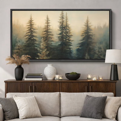 Art de pin vert, peintures murales effet de coups de pinceau, impression numérique sur toile giclée sur toile