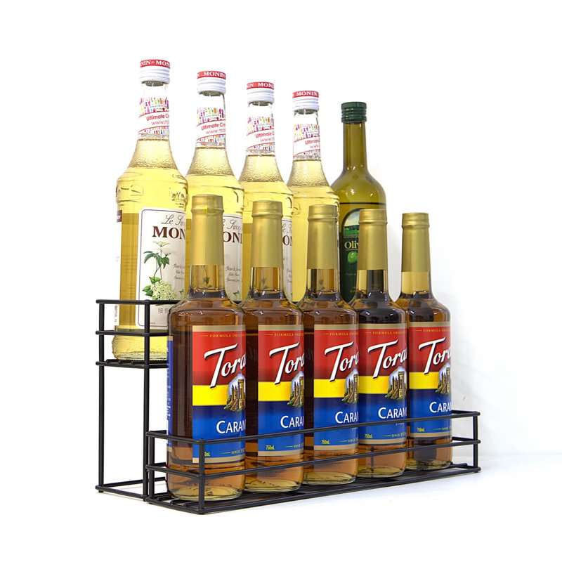 Coffee Syrup Rack & Stand, Compatible With Syrup Bottles, 2-Tier Organizer For Coffee Bar, Kitchen, Countertop & Home Display(10 Bottles) (17" D X 4.3" W X 8.3" H)