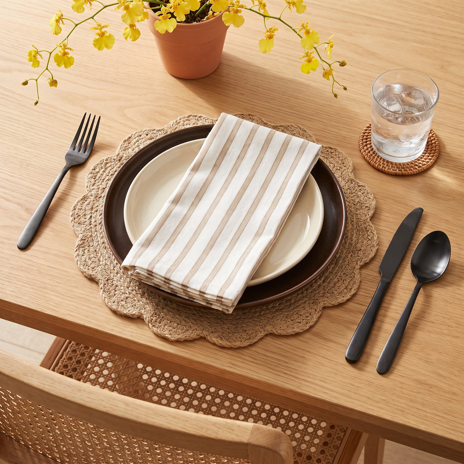 Enora Reversible Cotton Napkin, Natural