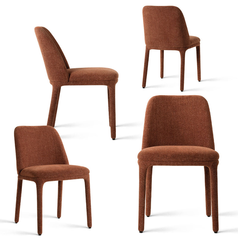 19.5" Seat Height Upholstered Fabric Dining Chair (Set of 4), Terra