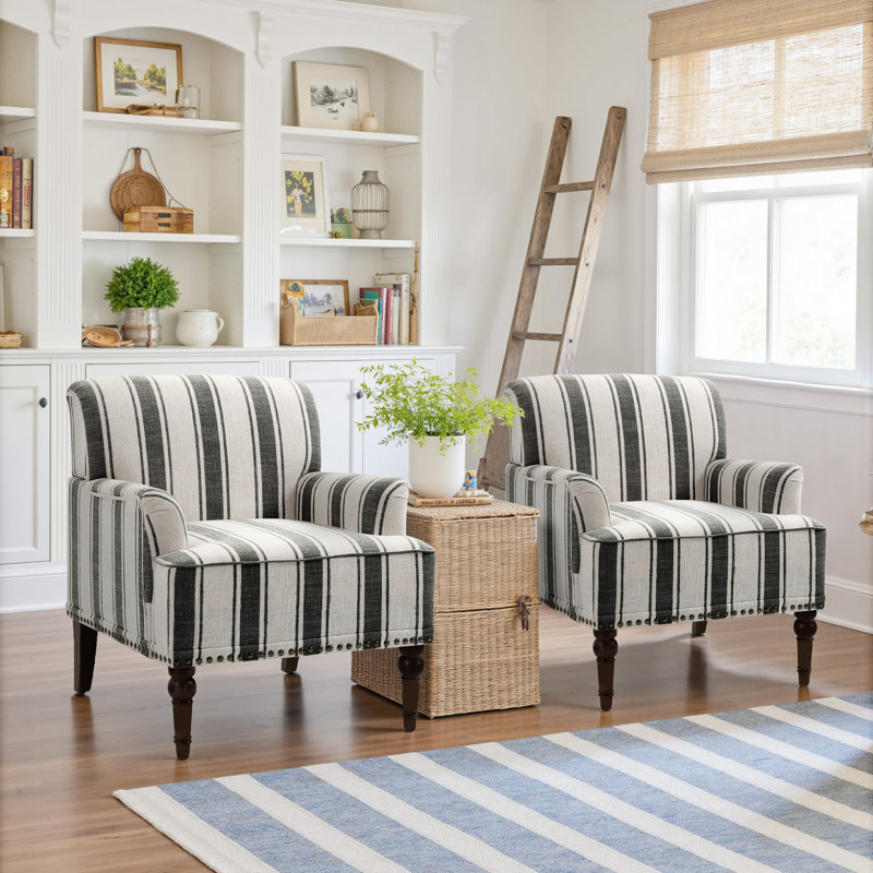 Fauteuil Iliana, Lin à rayures noires