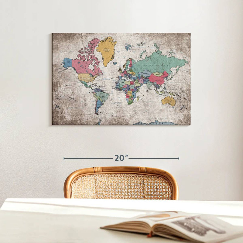 Keiri Geographic World Map III, 16" H x 24" W