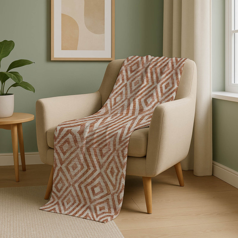 Jeté géométrique Addison Sherpa ASB733, Terracotta