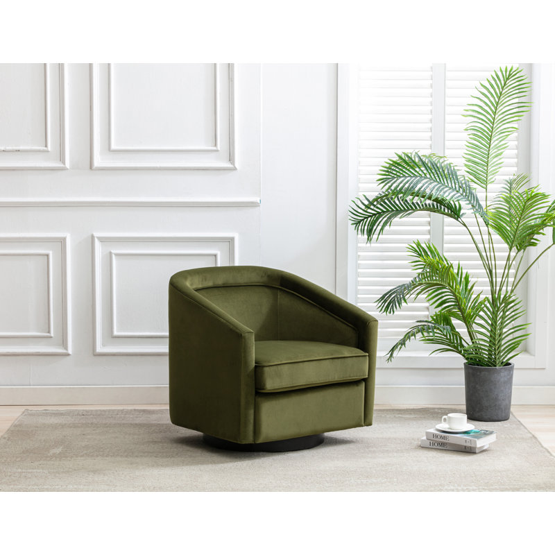 Aloisa Velvet Swivel Barrel Chair, Sage Green Velvet