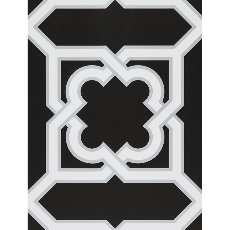 Lorenzo Castillo Hispania Martin Geometric Wallpaper Roll, Fdo Onyx/Blanco