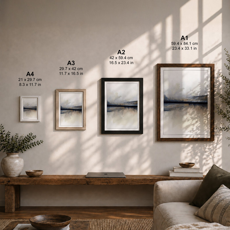 Quiet Northern Lake Scandinavian - Framed Print, A1 - 84.1 x 59.4 cm, Walnut