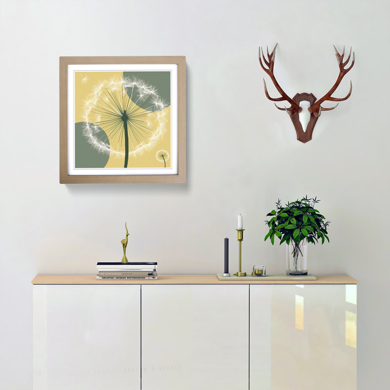 Dandelion Mid-Century - Framed Print, Oak