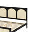 Lit plateforme très grand en bois avec tête et pied de lit en rotin, cadre de lit plateforme avec support à lattes solides-1595472307-1595472302