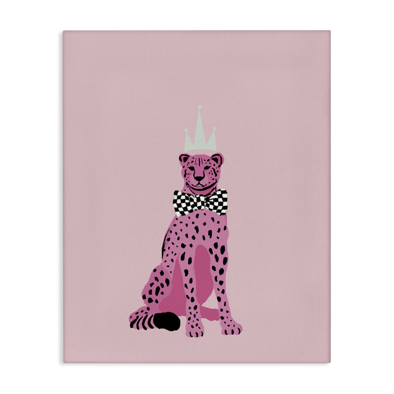 Art mural sur toile rose avec un grand guépard par Elizabeth Medley, H 30 po x l 24 po