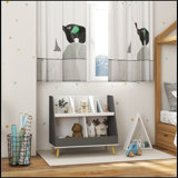 Kids Bookcase Toy Shelf, 2 Tier Toddlers Toy Storage Shelf with 5 Compartments, Anti-tip Device