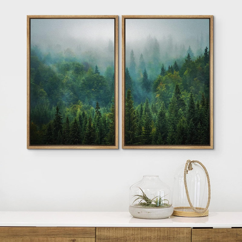 Vue aérienne de la forêt verte, impression de paysage rustique sur toile, 2 pièces, H 36 po x l 48 po x P 1,5 po