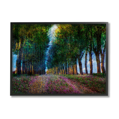 «Purple Floral Field Entre Tree Row Landscape» par Chris Vest - reproduction d'art